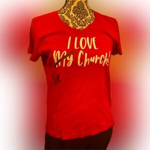 Customised short sleeve t-shirt, “I Love the church”